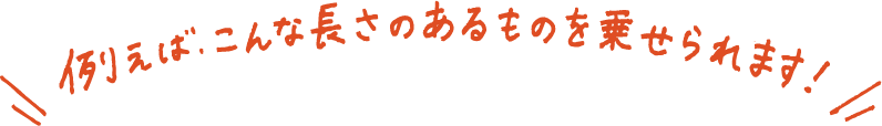 例えば、こんな長さのあるものを乗せられます！